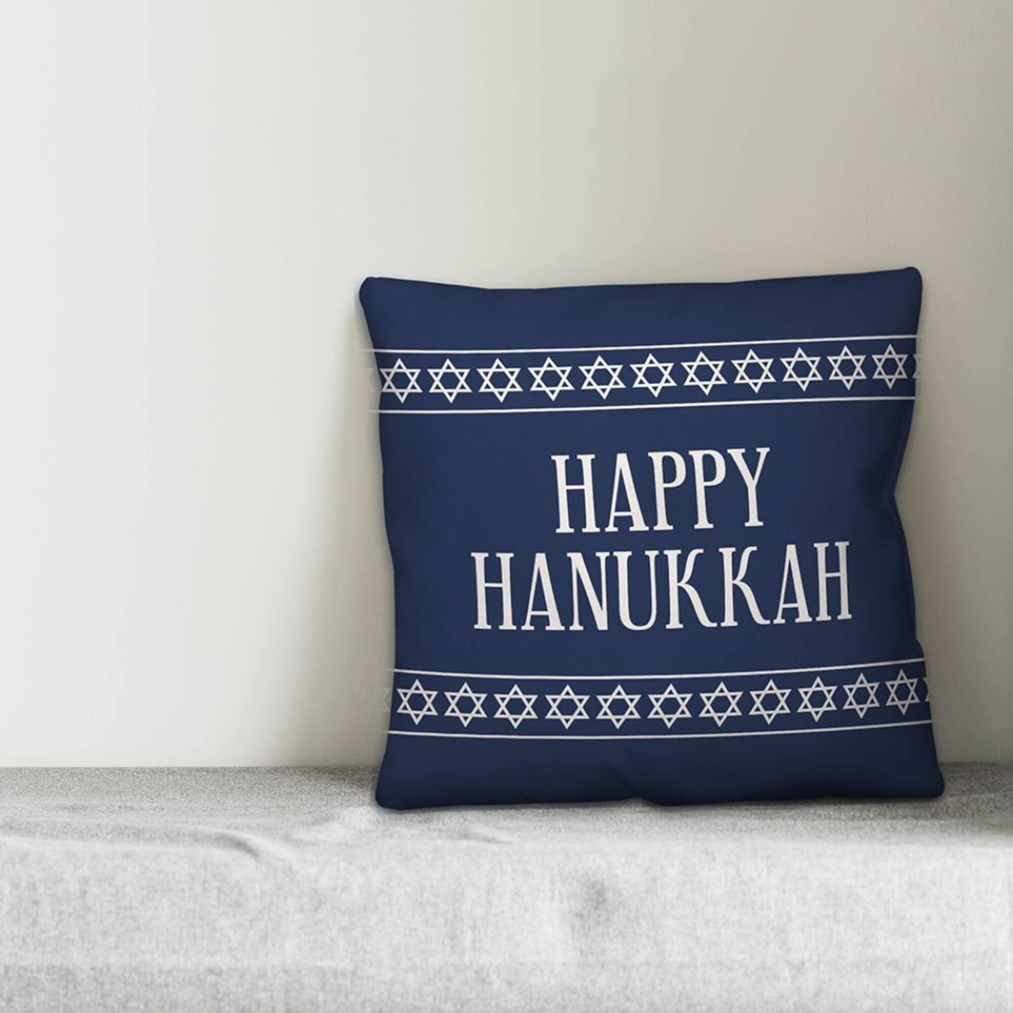 Happy Hanukkah Stars 18x18 Spun Poly Pillow